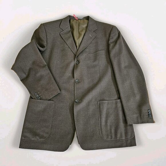 Ermenegildo Zegna Suit Blazer Trousers Men 56R  Soft Line Olive Wool Spain FLAW - Picture 10 of 16